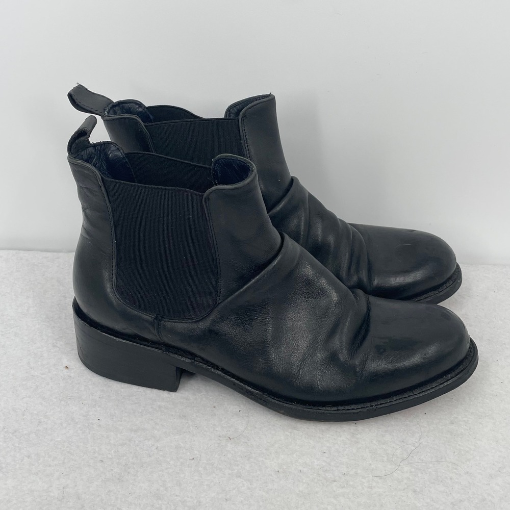 DW Goodyear Black Leather Chelsea Boots Welt Vero Cuoio Women Size 8